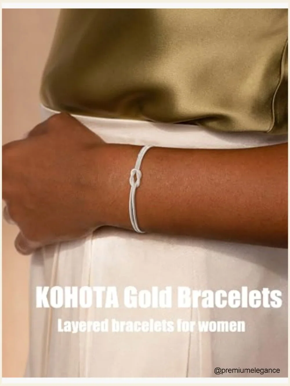 Dainty Knot Bracelet Set 14K Gold Plated Stackable Women - Trendy Non Tarnish